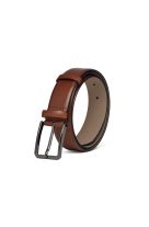 Tobacco leather belt without stitching