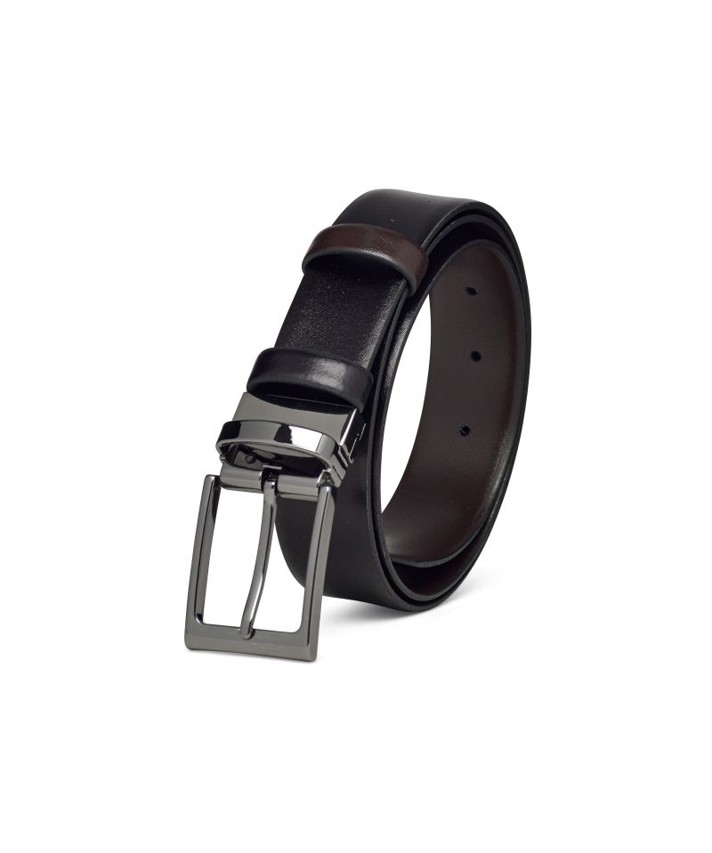 Double Sided Leather Belt Black-Brown