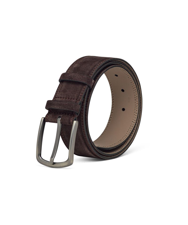 Suede Belt 4cm Brown