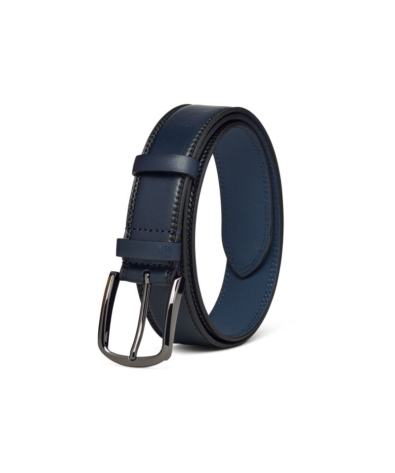 Leather belt Classic Blue