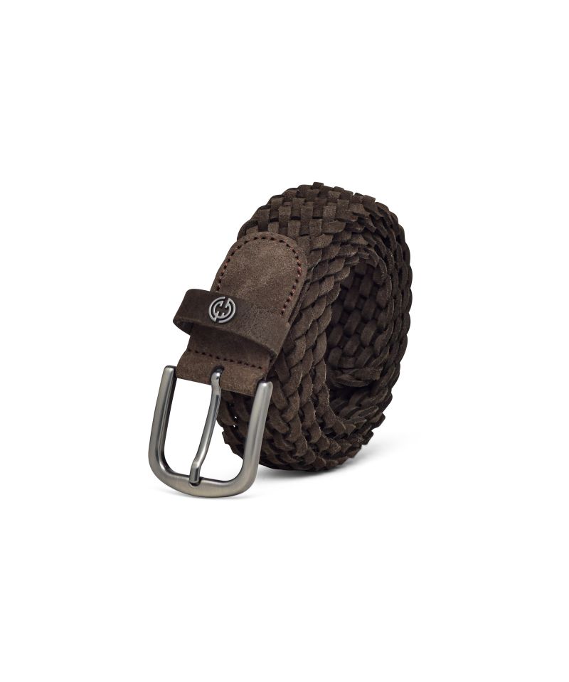 Braided Suede Leather Belt Desert Brown