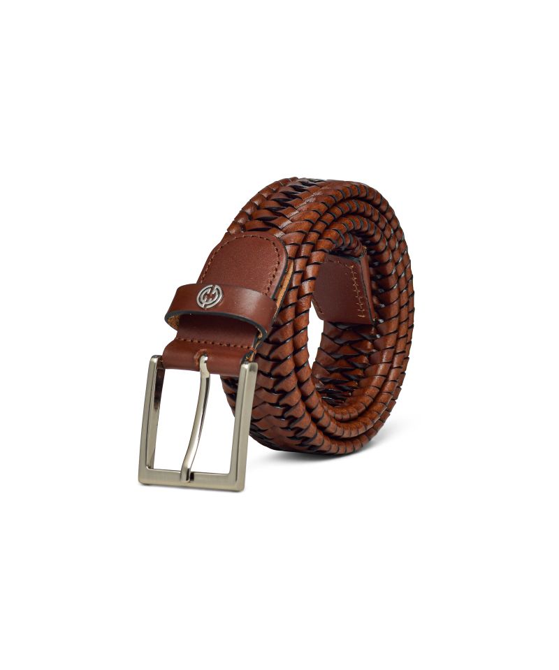 Braided Tan leather Belt Handcrafted