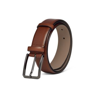 Tobacco leather belt without stitching